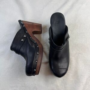 Vintage UGG Leather and Wood Clogs with Studs